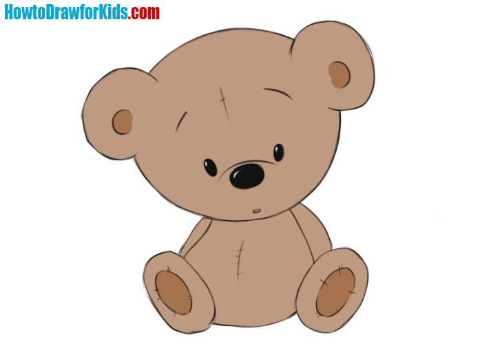 Bear teddy line clip colorable outline coloring white sweetclipart