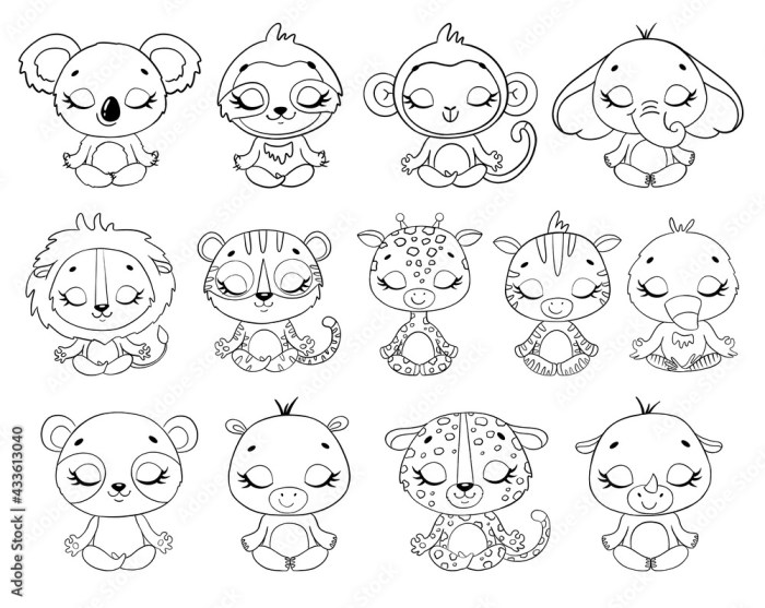 Cute baby jungle animal coloring pages