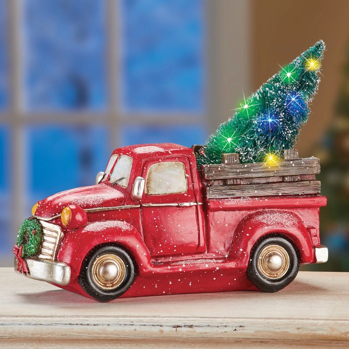 Large red truck christmas decor