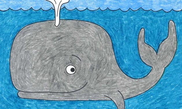 Whale with barnacles drawing easy