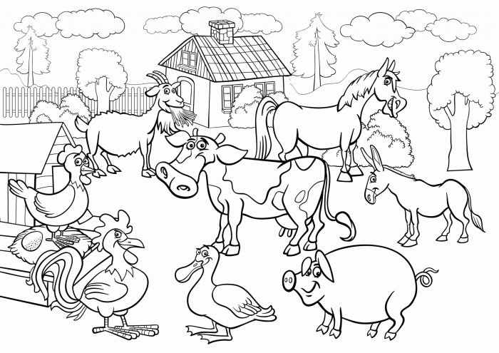 Farm animals coloring worksheet