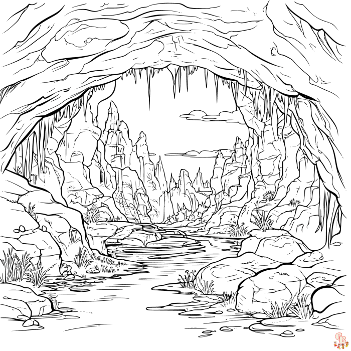 Cave animal coloring sheet