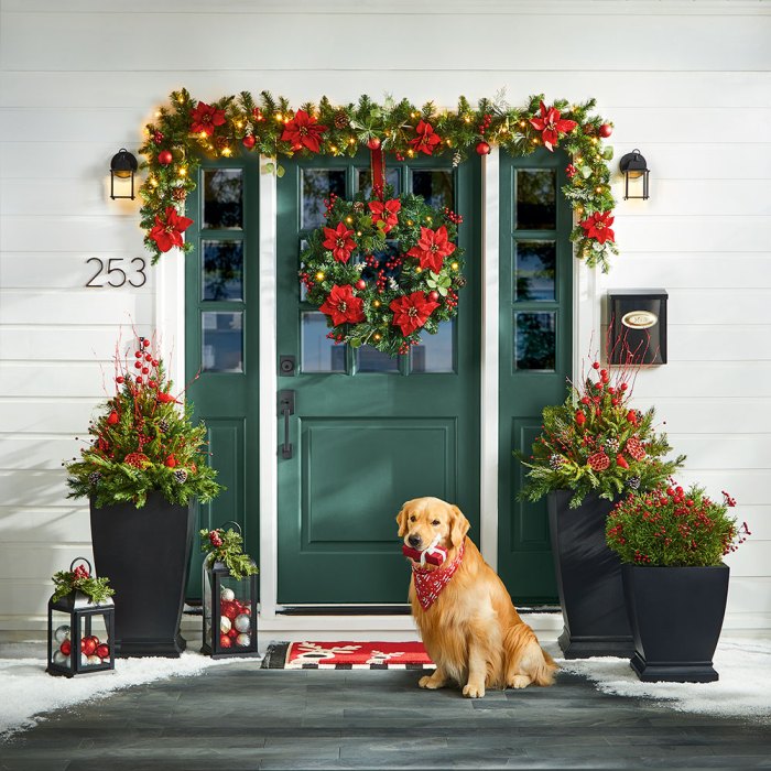 Christmas decor on front door