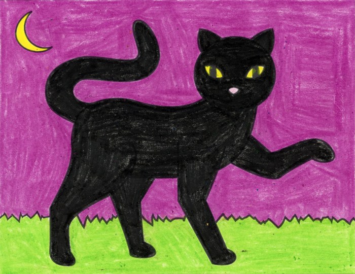 Black cat drawing easy