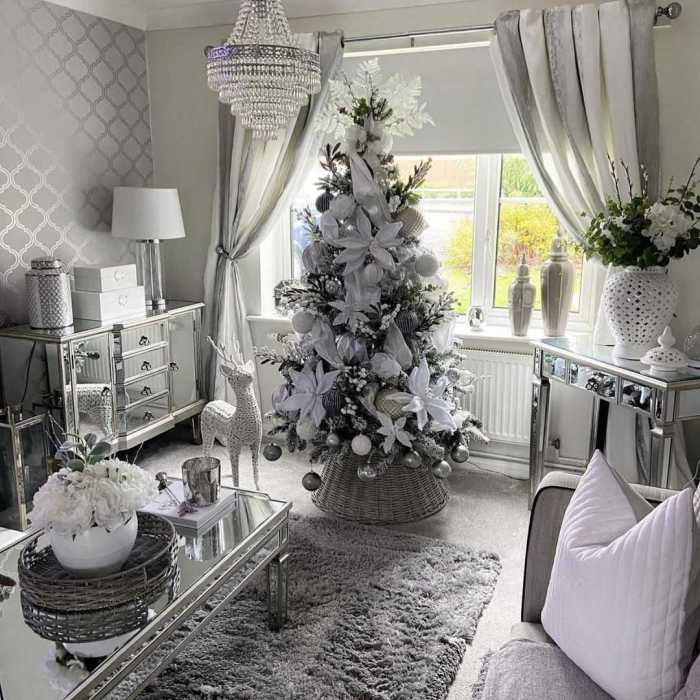 Silver and white christmas decor