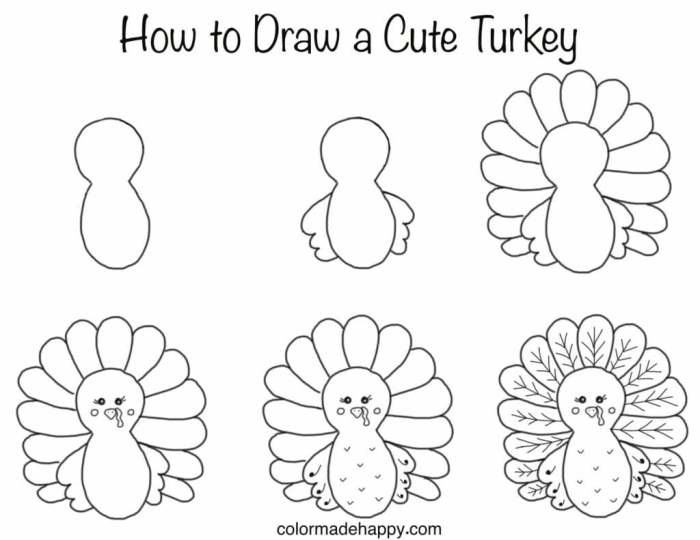 Cute turkey turkey country drawing easy