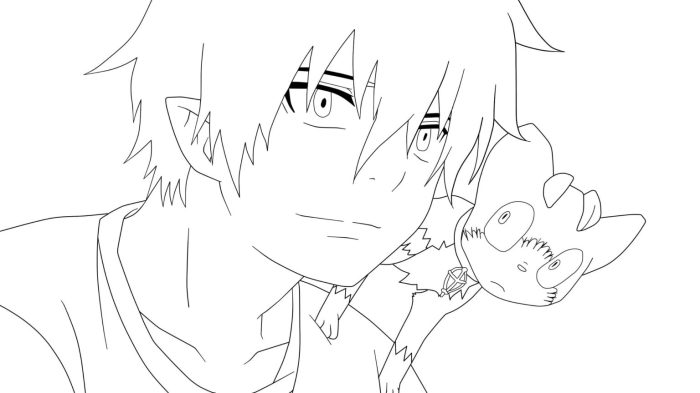 Cute anime boy coloring book