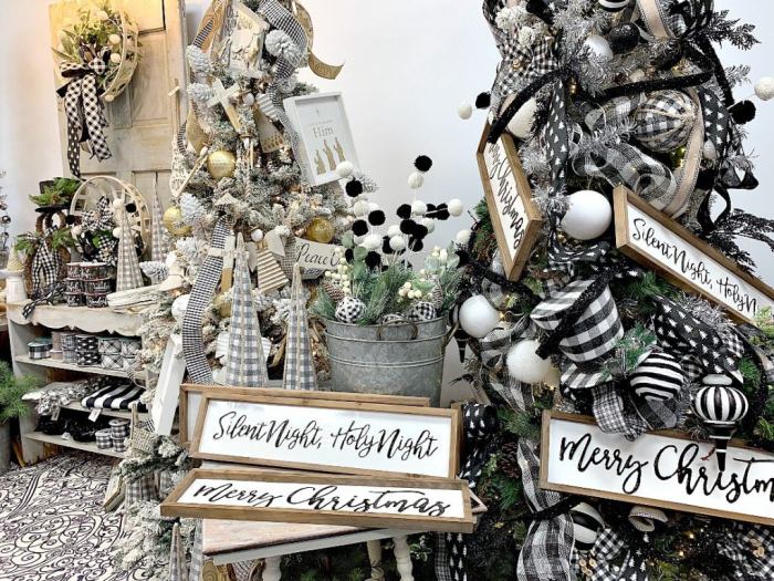 Black and white christmas decor