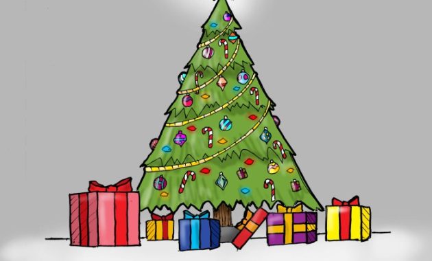 Easy cute christmas tree realistic drawing