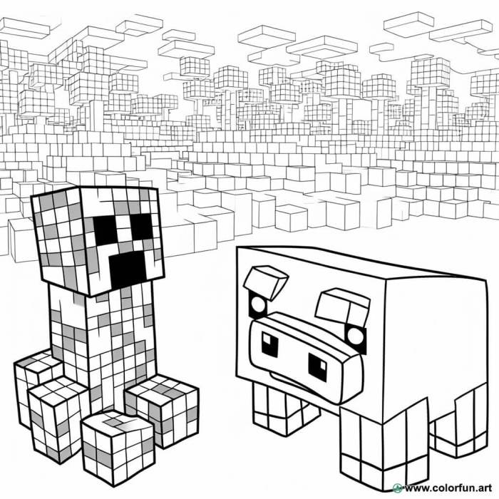 Minecraft animals coloring page