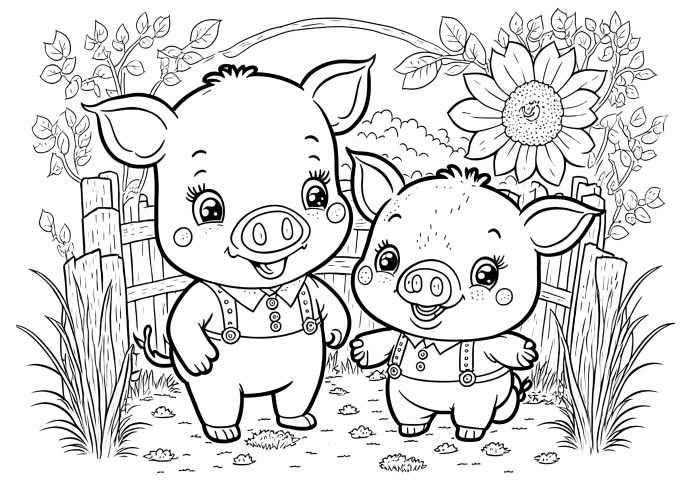 Pigs little coloring three pages preschool printable practice