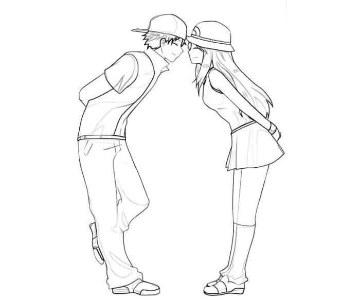 Cute anime couples coloring pages