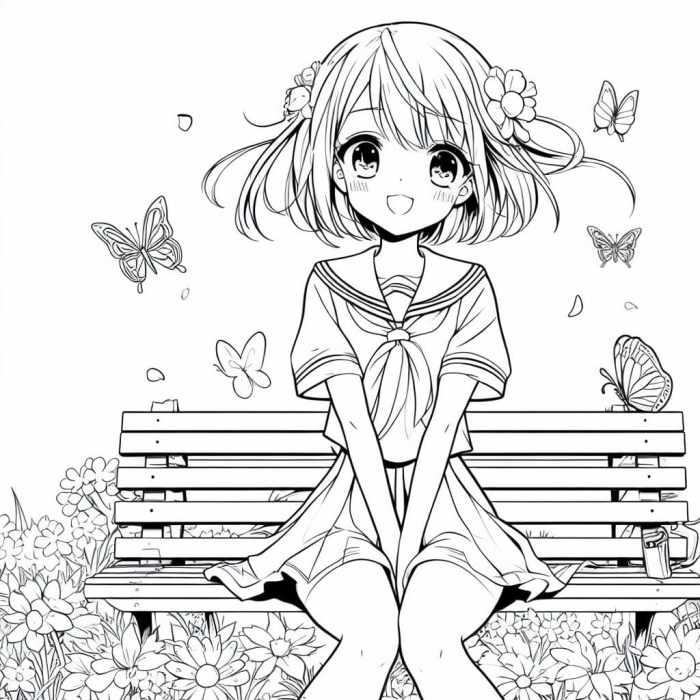 Cute anime printable coloring sheets