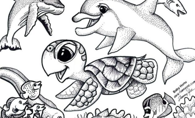 Kawaii sea animals coloring pages