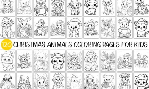 Easy animal christmas coloring pages