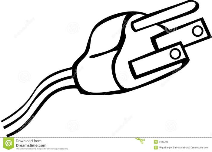 Computer drawing easy power cord plug drawing