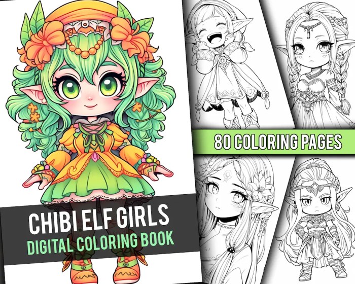 Elf anime chibi princess coloring pages