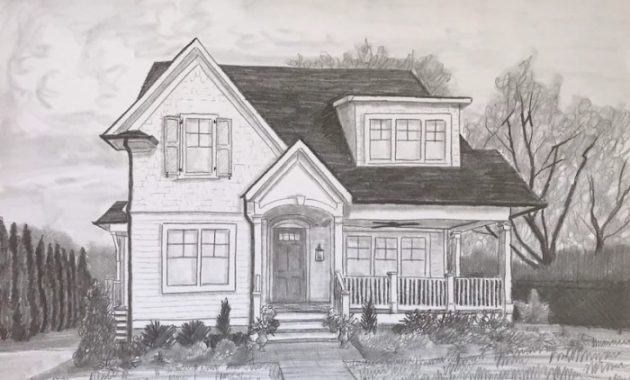 House pencil sketch architectural rendering