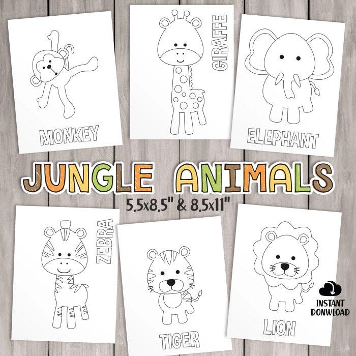 Cute baby jungle animal coloring pages