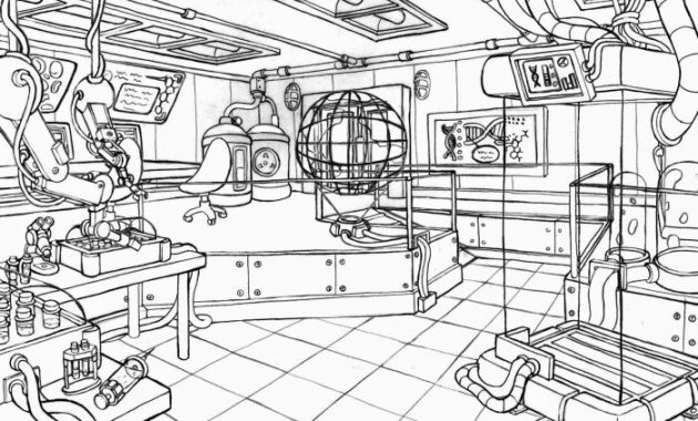 Kids in a science lab easy drawing