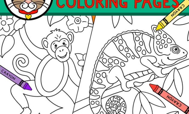 Cute rainforest animal coloring pages and flowers