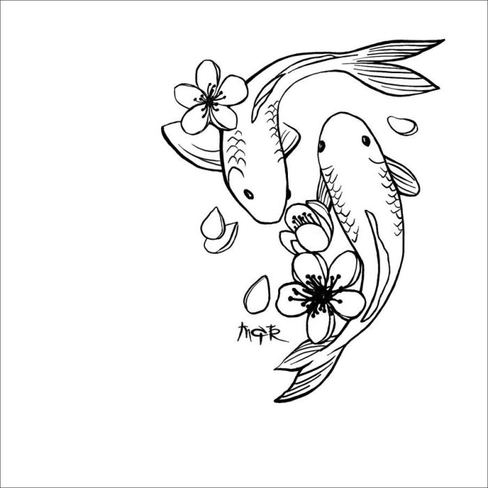 Koi fish drawing easy