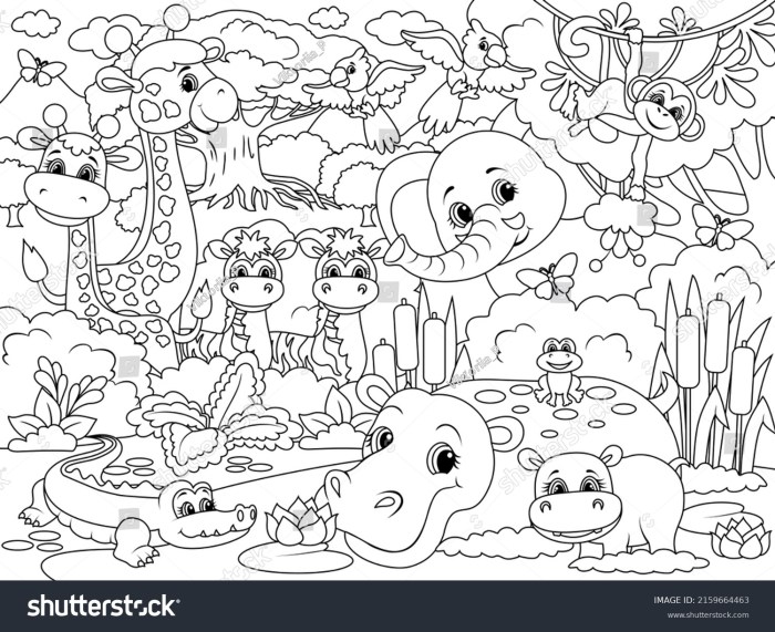 Realistic zoo animal coloring pages