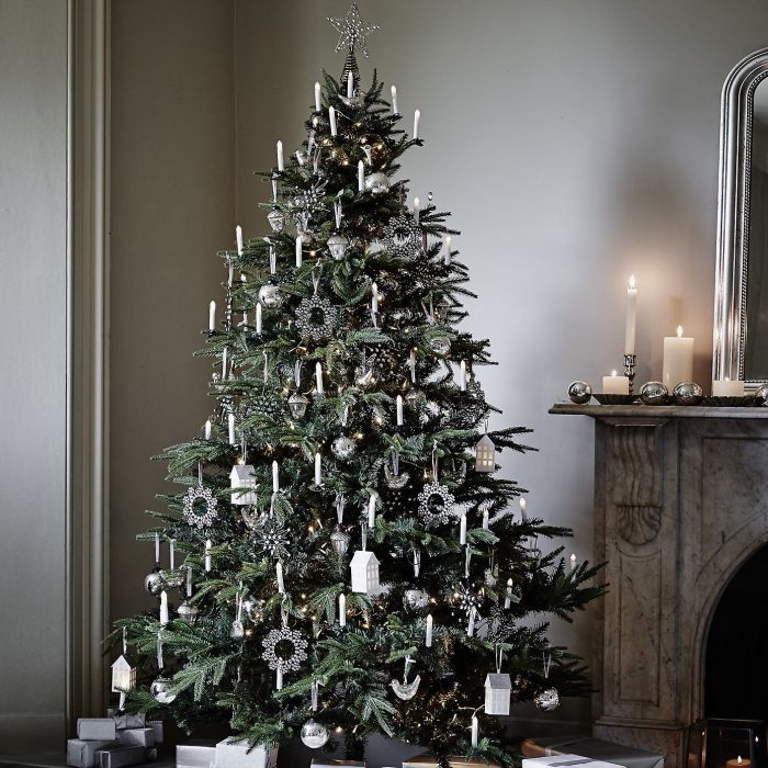 Silver and white christmas decor