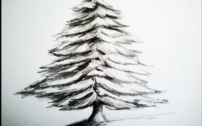 Easy cute christmas tree realistic drawing