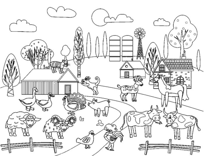 Farm animals coloring book free