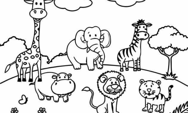 Animal jungle coloring pages